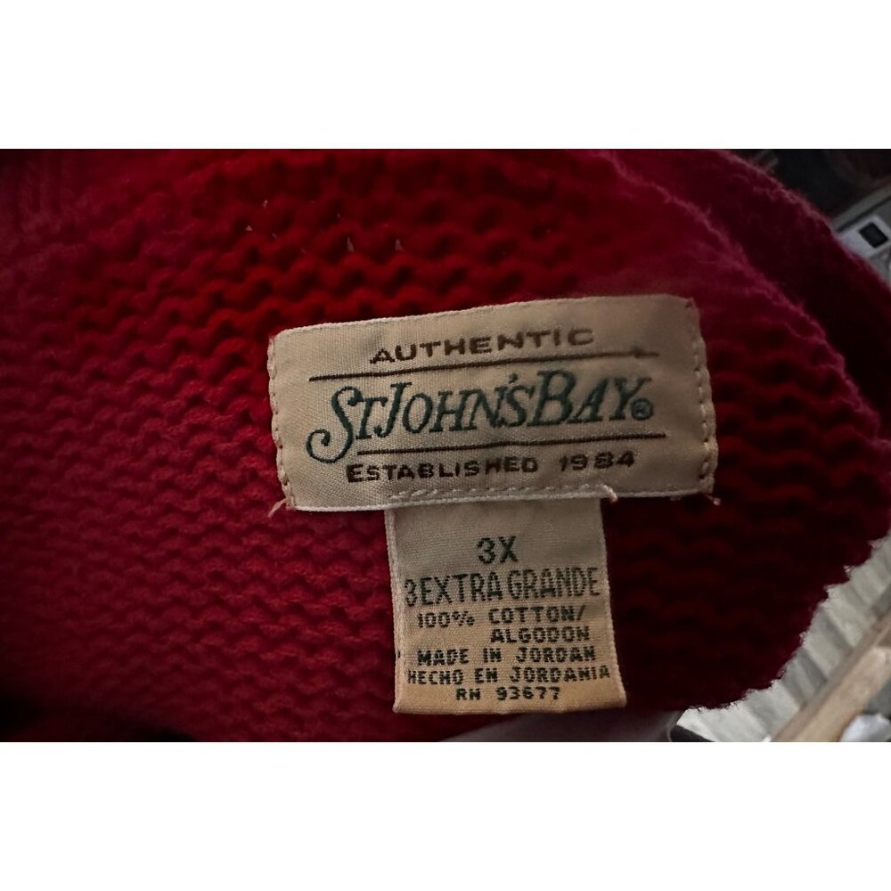 Vintage StJohnsBay Cable Knit Roll Neck Sweater Womens 3X Red Christmas Preppy - Picture 3 of 14